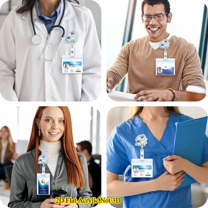 A cute and durable Funny Goose Nurse Badge Reel with a retractable clip, perfect for RNs, LPNs, CNAs, MAs, nursing students, and doctors.