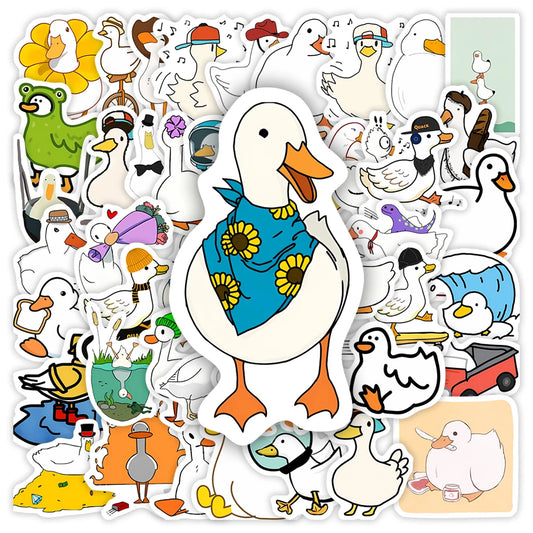 Cute Waterproof Cartoon Goose Decals perfect for customizing laptops, phones, notebooks, bottles, luggage, and more.
